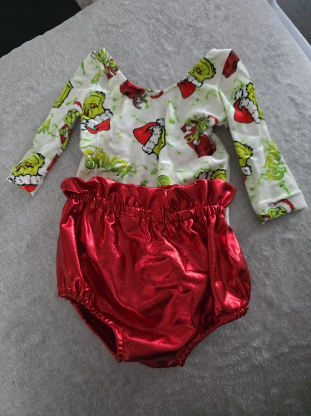 Grinch Leotard & Shiny Red Bloomers